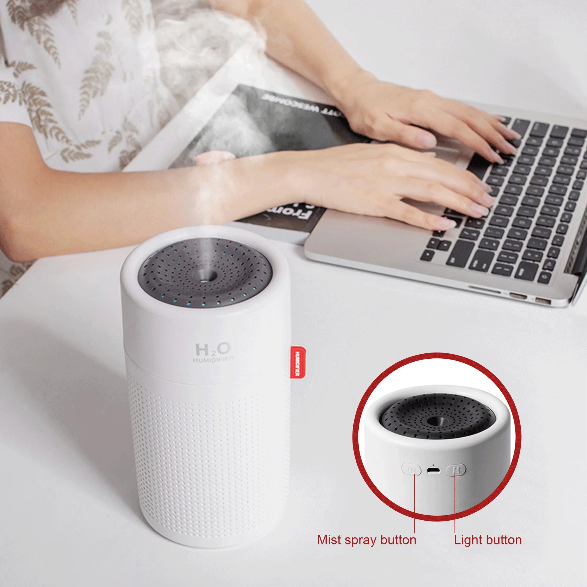 750Ml Cool Mist Ultrasonic Humidifier for Large Room, 7 Color LED Light